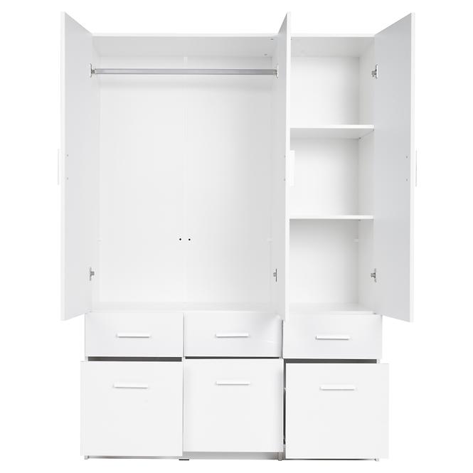 Szekrény Snow 04 136 cm fényes fehér/alpesi fehér,3
