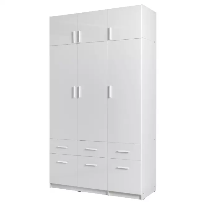 Szekrény Snow 04 136 cm fényes fehér/alpesi fehér