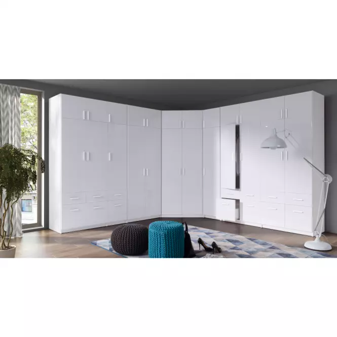 Szekrény Snow 04A 136 cm felső szekrény tripla ajtó fehér fényes/alpesi fehér,4