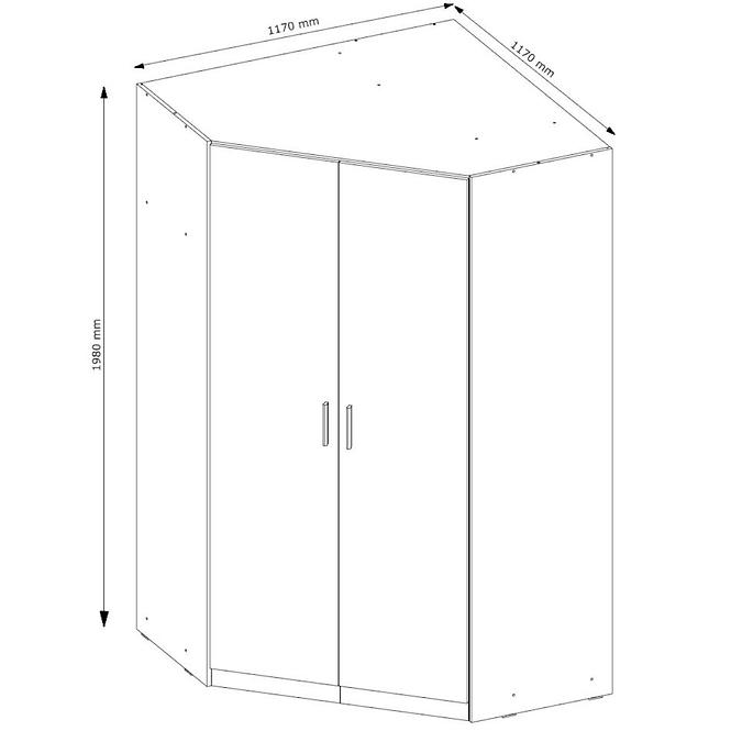 Sarokszekrény Snow 06 117 cm fényes fehér/alpesi fehér,2