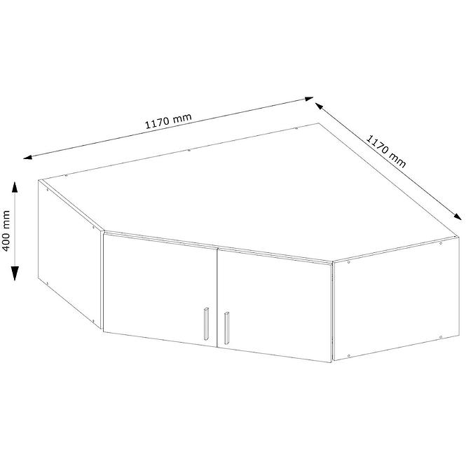 Sarokszekrény felső Snow 06A 117 cm fényes fehér/alpesi fehér