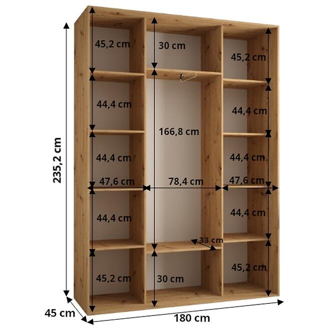 Szekrény Lanko 2-180 (45) artisan/fekete