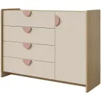 Komód Lexi 9 Cremona/Macadamia/Rózsaszín