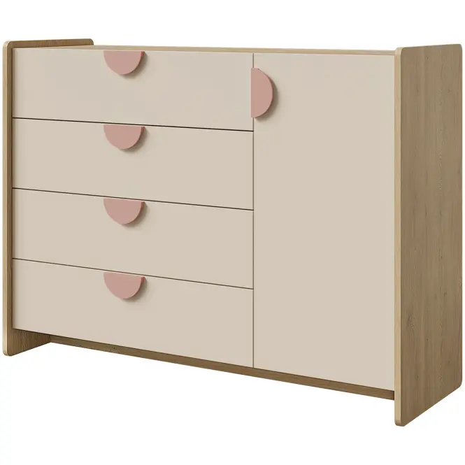 Komód Lexi 9 Cremona/Macadamia/Rózsaszín