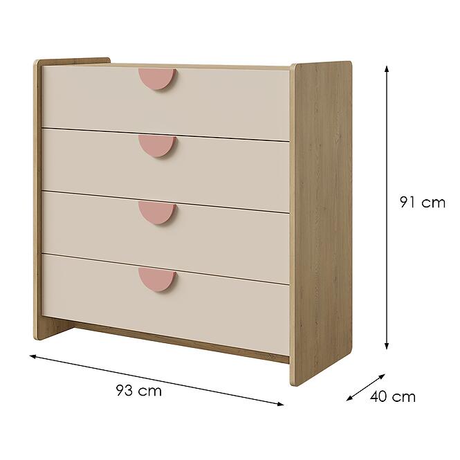 Komód Lexi 10 Cremona/Macadamia/Rózsaszín