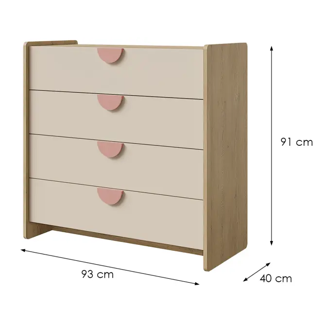 Komód Lexi 10 Cremona/Macadamia/Rózsaszín,2