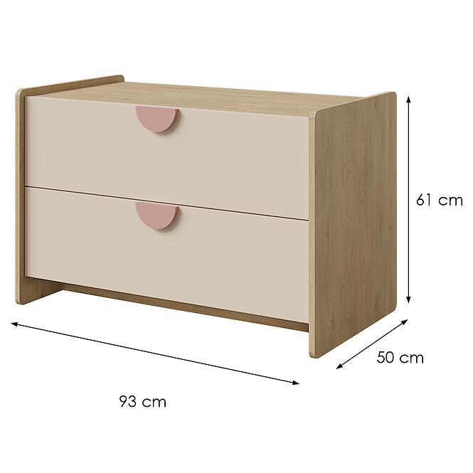 Komód Lexi 11 Cremona/Macadamia/Rózsaszín,2