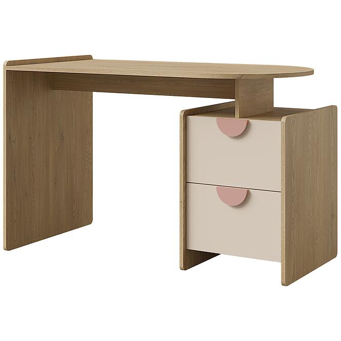 Íróasztal Lexi 12l/P Cremona/Macadamia/Rózsaszín