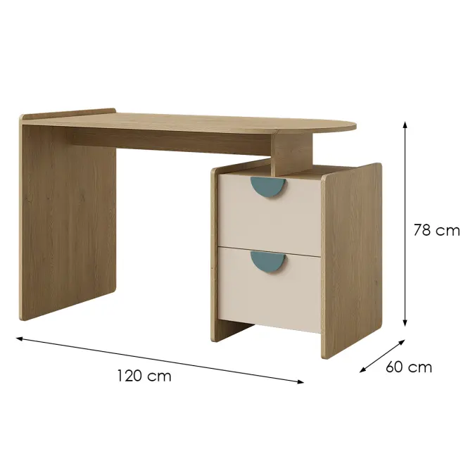 Íróasztal Lexi 12l/P Cremona/Macadamia/Tenger,2
