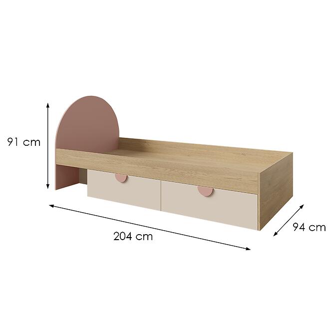 Ágy Lexi 13l/P Cremona/Macadamia/Rózsaszín