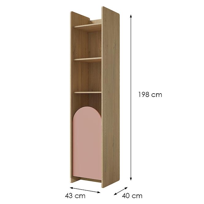 Regál Lexi 3lcremona/Macadamia/Rózsaszín