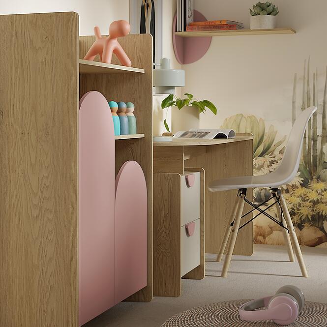 Regál Lexi 3lcremona/Macadamia/Rózsaszín,3