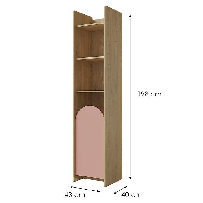 Regál Lexi 3p Cremona/Macadamia/Rózsaszín