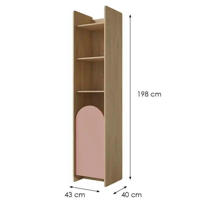Regál Lexi 3p Cremona/Macadamia/Rózsaszín,2