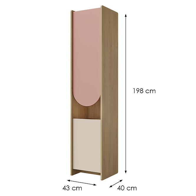 Regál Lexi 4p Cremona/Macadamia/Rózsaszín