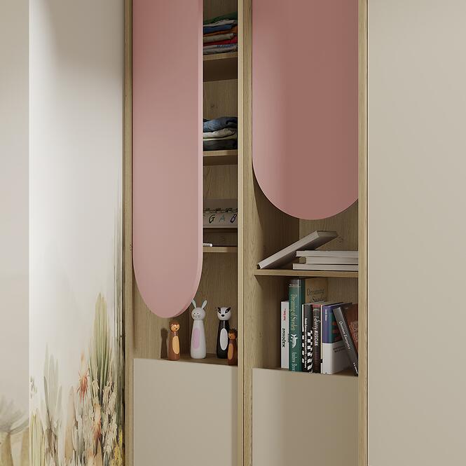Regál Lexi 5l Cremona/Macadamia/Rózsaszín