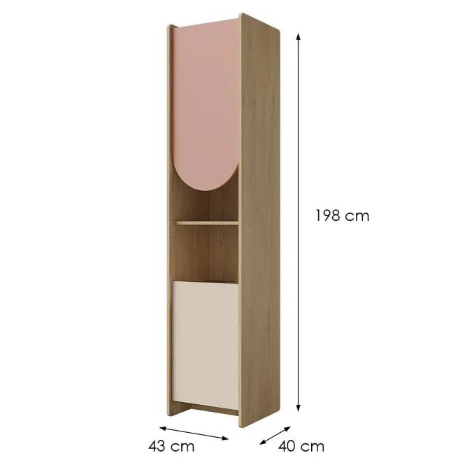 Regál Lexi 5p Cremona/Macadamia/Rózsaszín