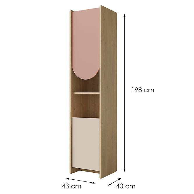 Regál Lexi 5p Cremona/Macadamia/Rózsaszín