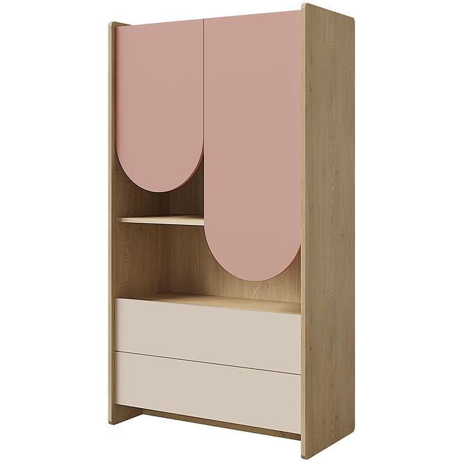 Regál Lexi 6 Cremona/Macadamia/Rózsaszín