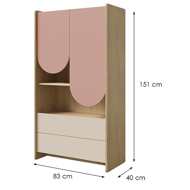 Regál Lexi 6 Cremona/Macadamia/Rózsaszín