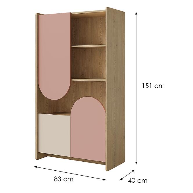 Regál Lexi 7 Cremona/Macadamia/Rózsaszín