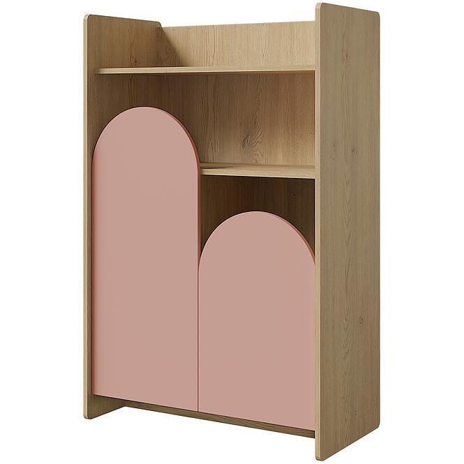 Regál Lexi 8 Cremona/Macadamia/Rózsaszín