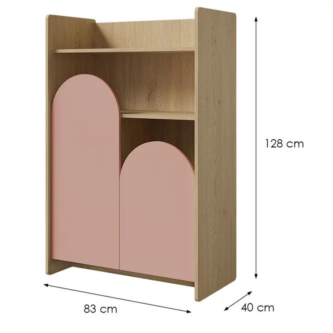 Regál Lexi 8 Cremona/Macadamia/Rózsaszín