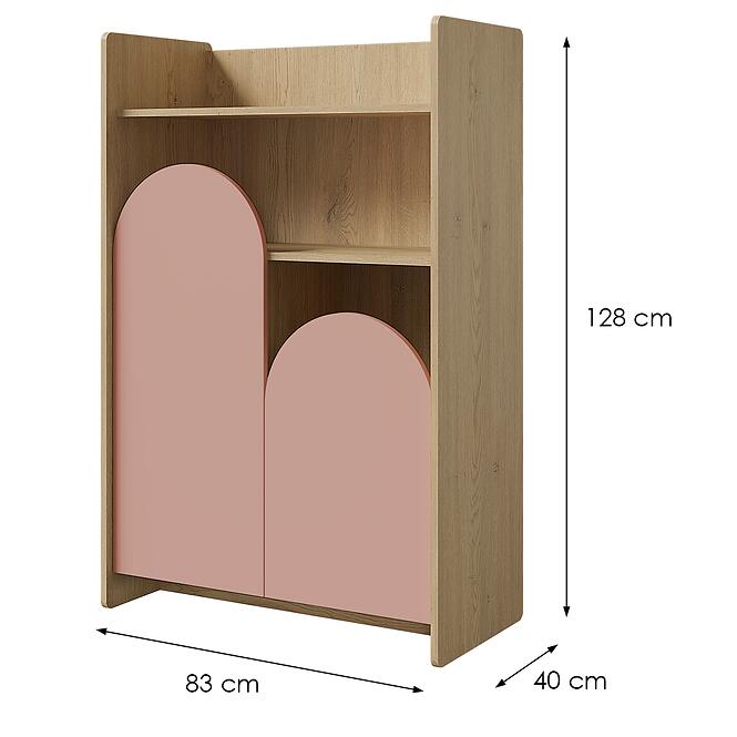 Regál Lexi 8 Cremona/Macadamia/Rózsaszín