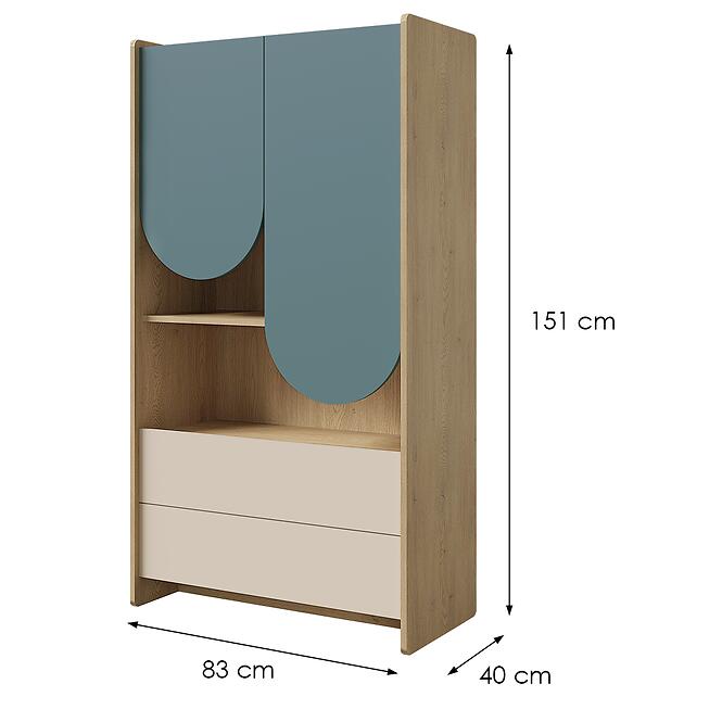 Regál Lexi 6 Cremona/Macadamia/Tengeri,2
