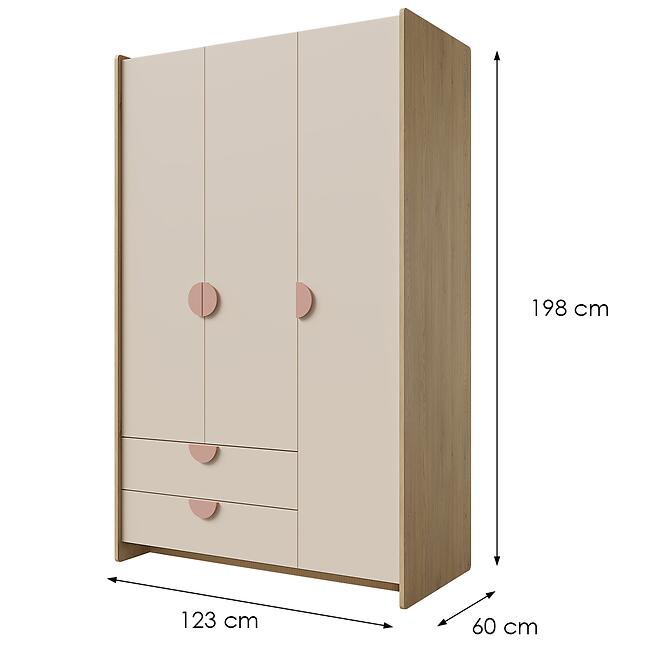 Szekrény Lexi 1 Cremona/Macadamia/Rózsaszín,2
