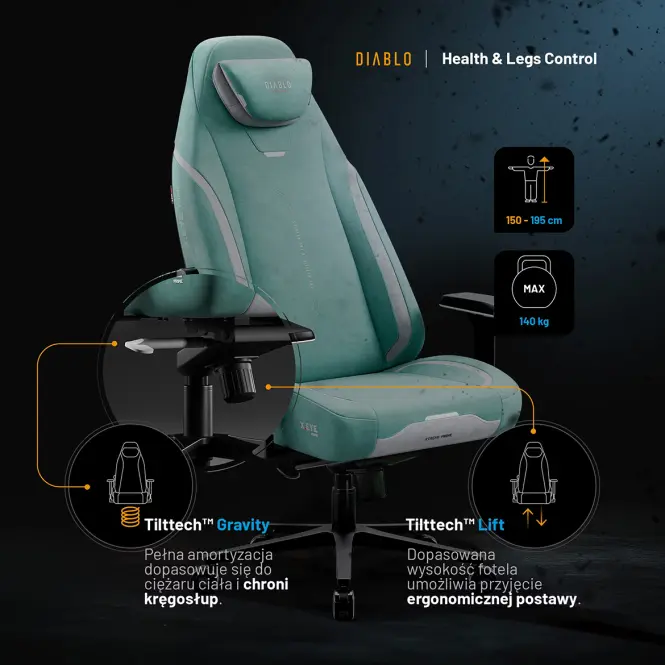 Irodai Gaming Szék Diablo X.Eye Prime Normal Mystic Mint