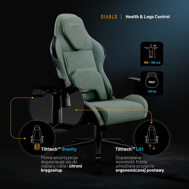 Irodai Gaming Szék Diablo X.One Prime Ghotic Green,6