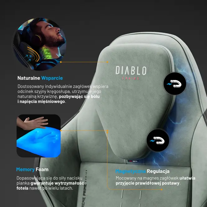 Irodai Gaming Szék Diablo X.One Prime Ghotic Green,9