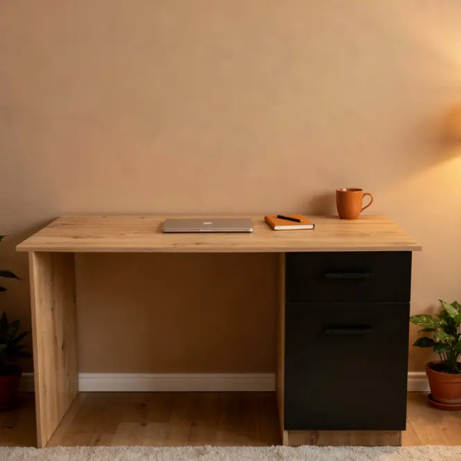 Íróasztal Rico Tölgy Artisan/Fekete,8