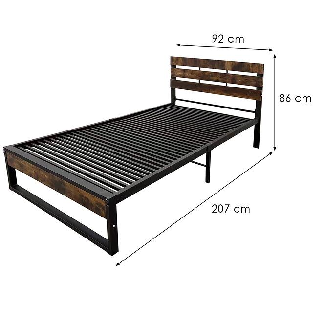 Ágy Steve 90x200 13384 fekete/dark vintage wood,2