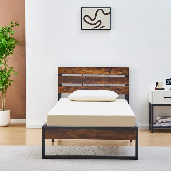 Ágy Steve 90x200 13384 fekete/dark vintage wood,4