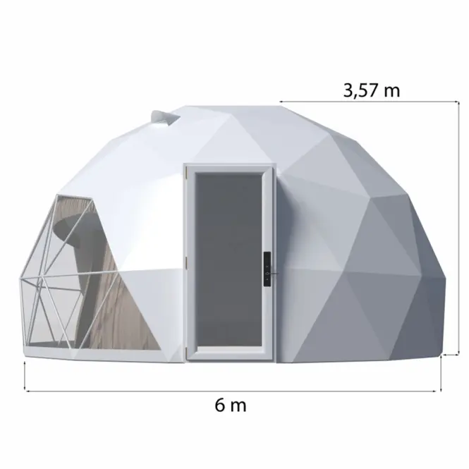 Kupola sátor FI 6M - 28 m2 üvegajtók,4