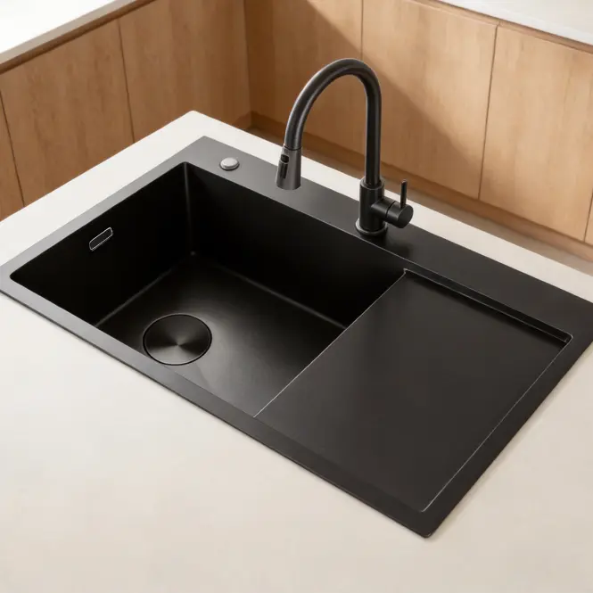 Mosogató Kongo jobb 780x480x230 PVD BLACK  NANO,4