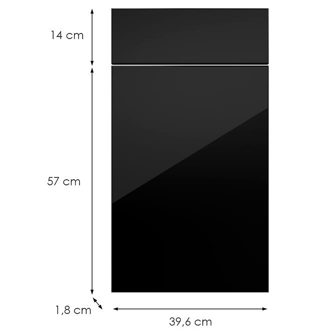 Konyhafront D40s1(L/P) L9 K165 Fekete Hg Griii,2