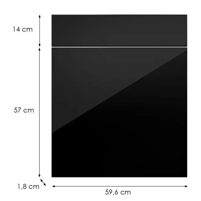 Konyhafront D60s1(L/P) L9 K165 Fekete Hg Griii
