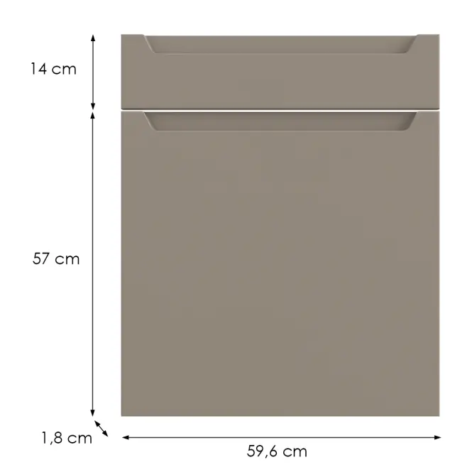 Konyhafront D60s1 P Q2 K204 Capuccino Matt Gri