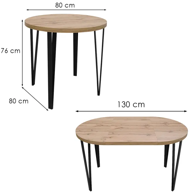 Asztal St-81 80+50cm Wotan/Fekete,2