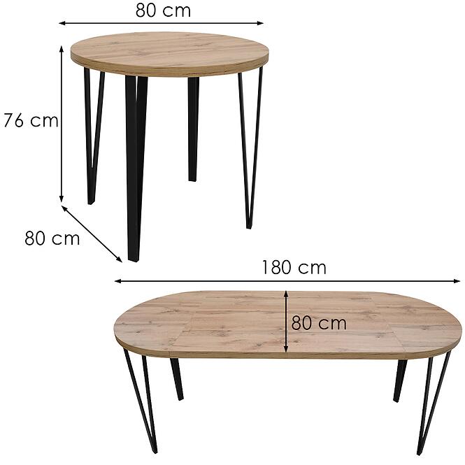 Asztal St-81 80+2x50 Wotan/Fekete,2