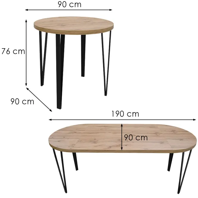 Asztal St-81 90+2x50 Wotan/Fekete,2