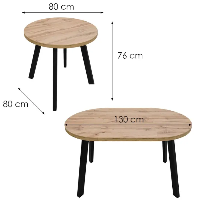 Asztal St-82 80+50cm Wotan/Fekete,2