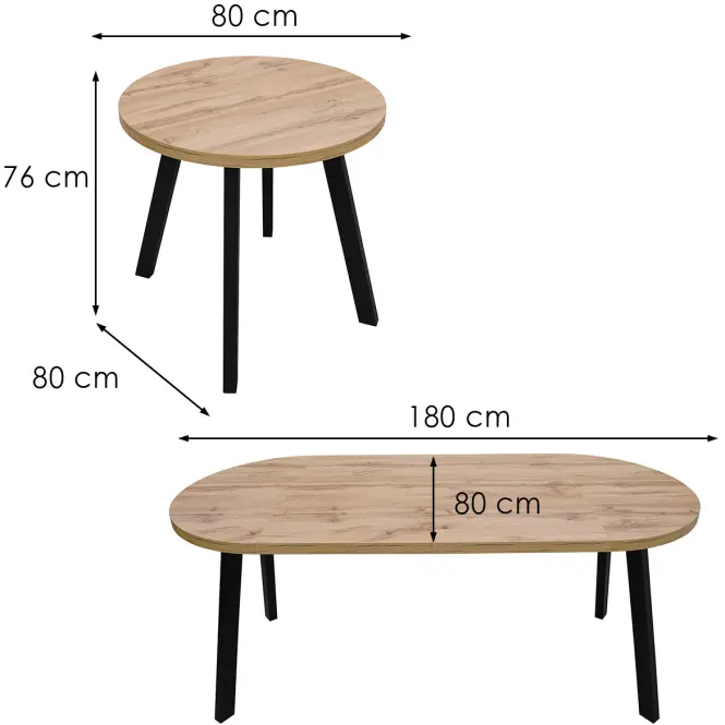 Asztal St-82 80+2x50 Wotan/Fekete,2
