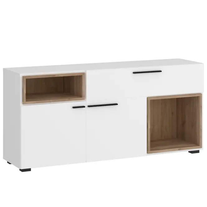 Komód Marlow MRLK04 2D1S fehér alpesi/tölgy honey castello