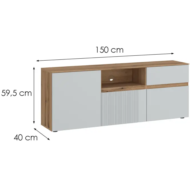 Komód Manilla MILF01 3D1S tölgy coast evoke/szürke matt,2