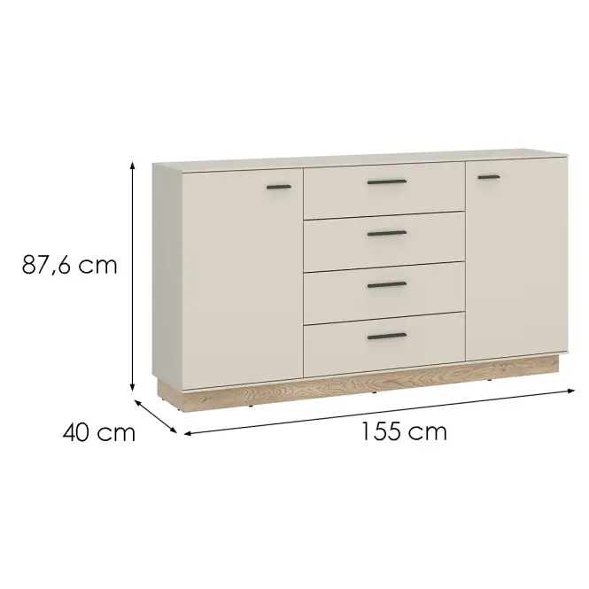 Komód Meolo MLLK01 U118/D232 2D4S cashmere/tölgy cremona,2