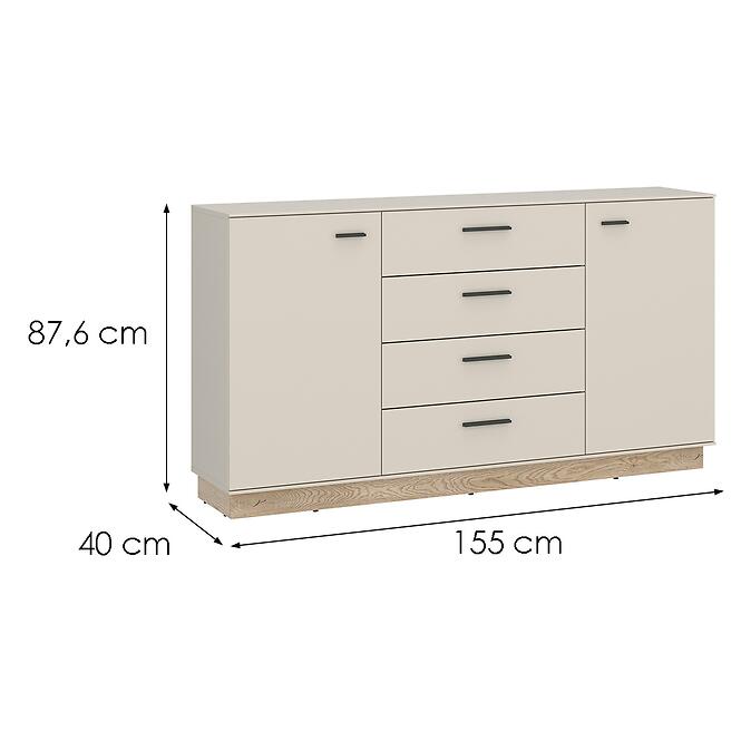 Komód Meolo MLLK01 U118/D232 2D4S cashmere/tölgy cremona,2